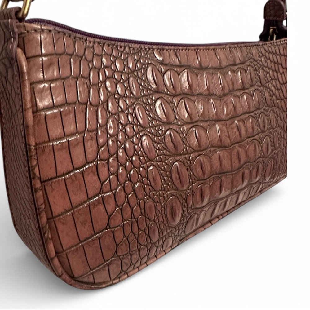 Vintage Brahmin Y2K Croc Embossed Leather Handbag Shoulder Mini Bag w/ Dust Bag - Picture 3 of 16